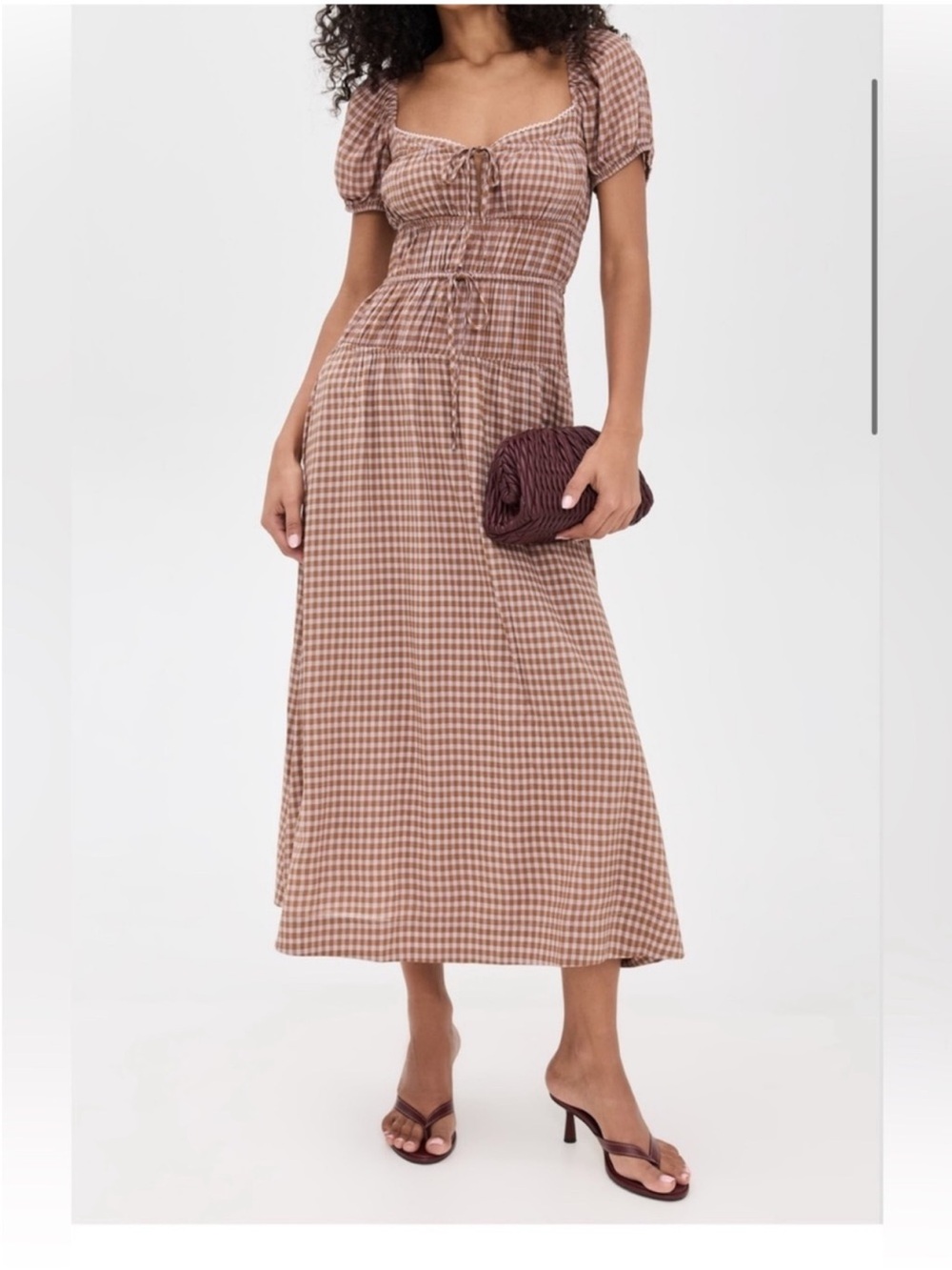 Reformation Rhett Midi Dress in Audrie Check - Picture 2 of 11